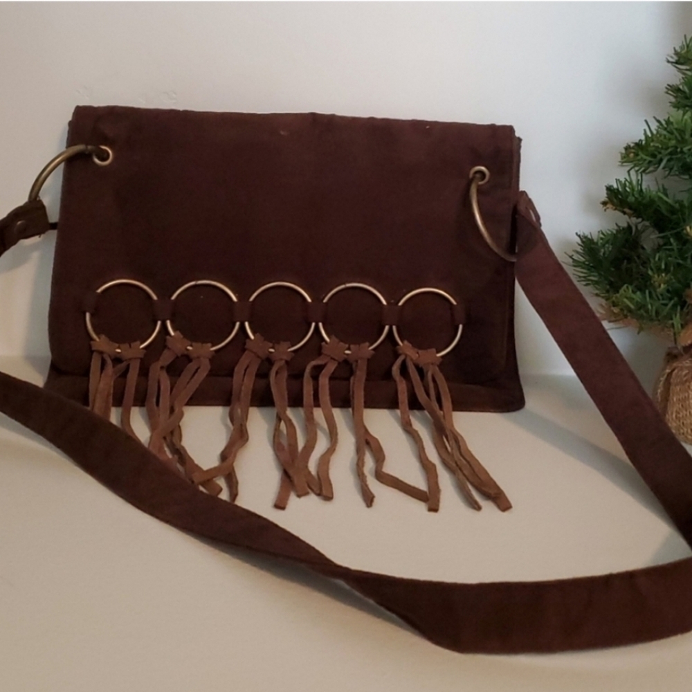 Fringe Suede Flap Boho Bag By Rampage